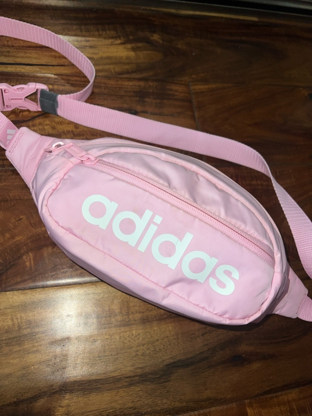 adidas Pink Logo Waist Bag with Adjustable Strap